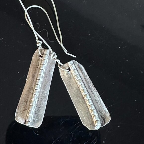Sterling Silver 925 Pea Pod Drop Earrings Drop Dangle Handmade Artisan Boho - Picture 4 of 7
